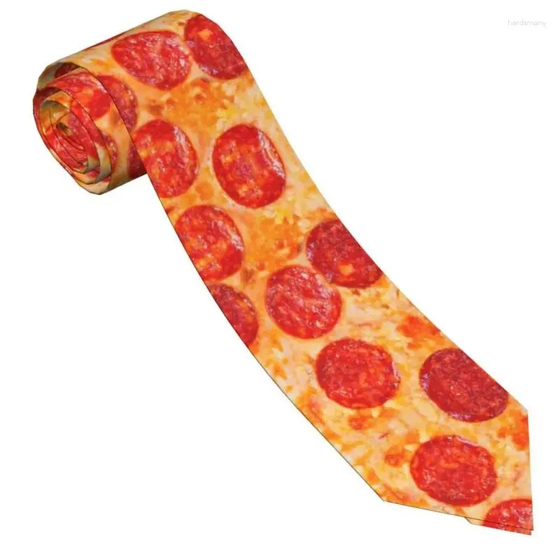 Bow Ties Pepperoni Pizza Unisex Constees İnce Polyester 8 cm Dar Yiyecek Erkekler İçin Komik İtalyan Boyun Aksesuarlar Ofis