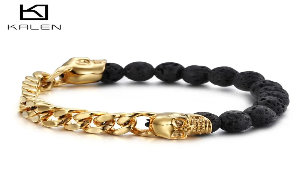 Armband smycken för män punk dubai guld silver färg länk kedja gotiska lava pärlor elastiska armband coola tillbehör gåvor7497299