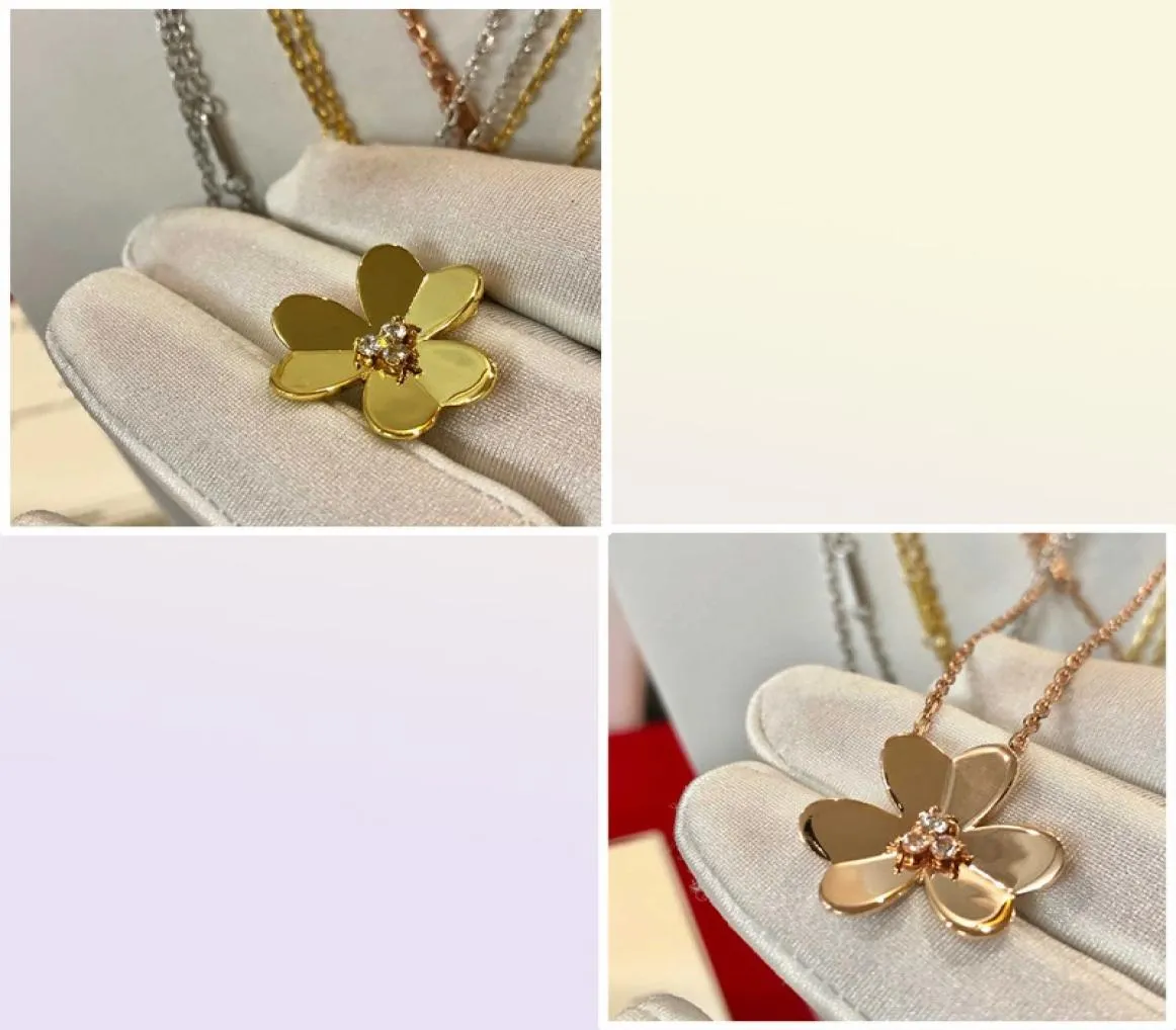 Brand Pure 925 Sterling Silver Jewelry For Women 3 Leaf Flower Neckalce Pendant 60cm Clover Sakura Wedding Party Necklace 2106219473663