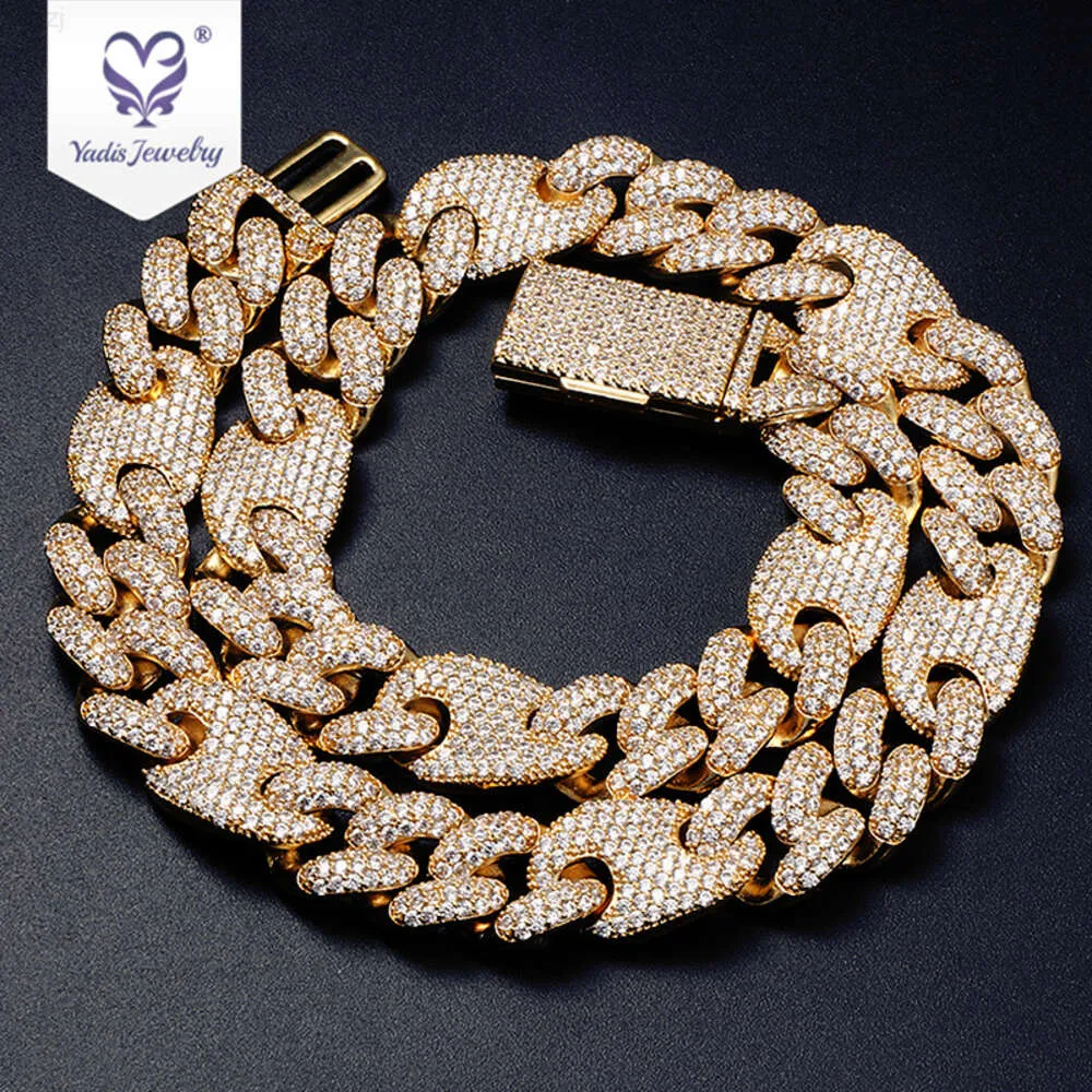 Yadis Custom Hiphop 14K 18K Gold plaqué 925 Sliver Bijoux pour hommes Collier Moisanite Cuban Link chaîne