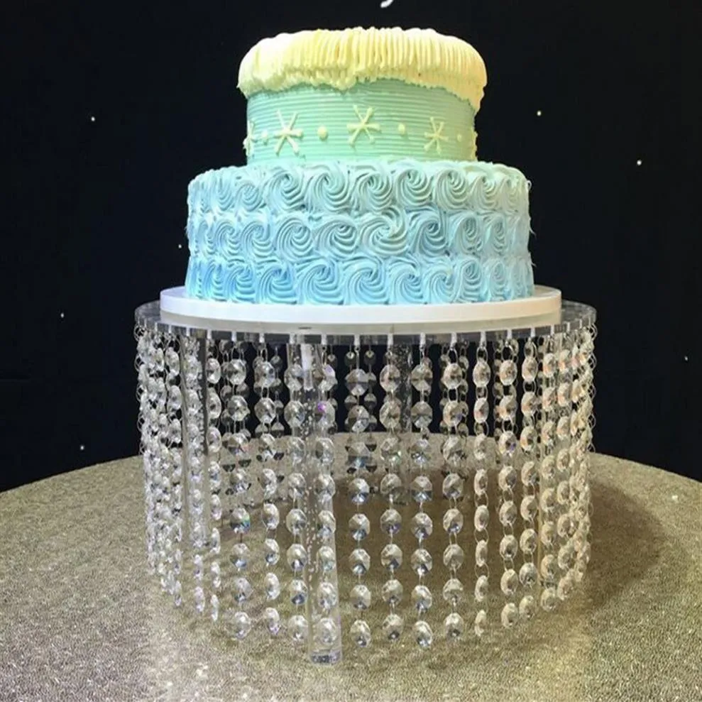 Ronde helder acryl kristallen taartstandaard Bruiloft feestdecoratie met hangende 16 inch evenementbenodigdheden289e
