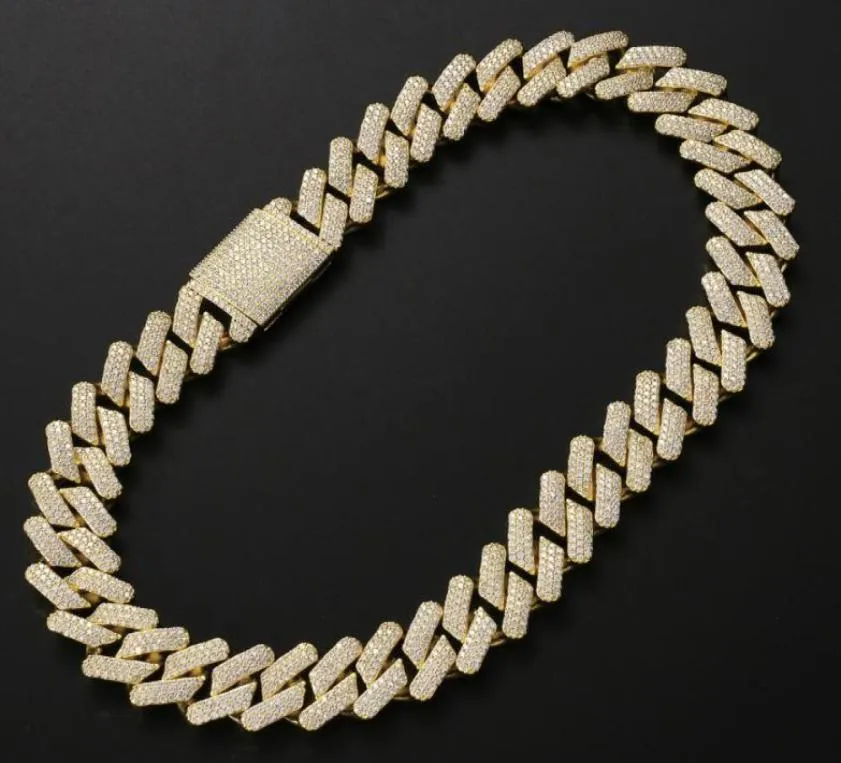 Collier Hip Hop Collier Cuban Link Chain 1618202224inch Cumbic Zirconia Stone Designer Colliers Mens 789inch Bracelets 14K Gold1729199112329