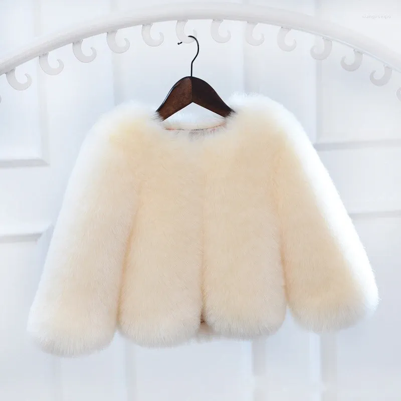 Jackets 2023 Winter Fashion Faux Coat Short Style Kids Outerwear Warm Imitation Fur Jacket Girls Clothes Tz649