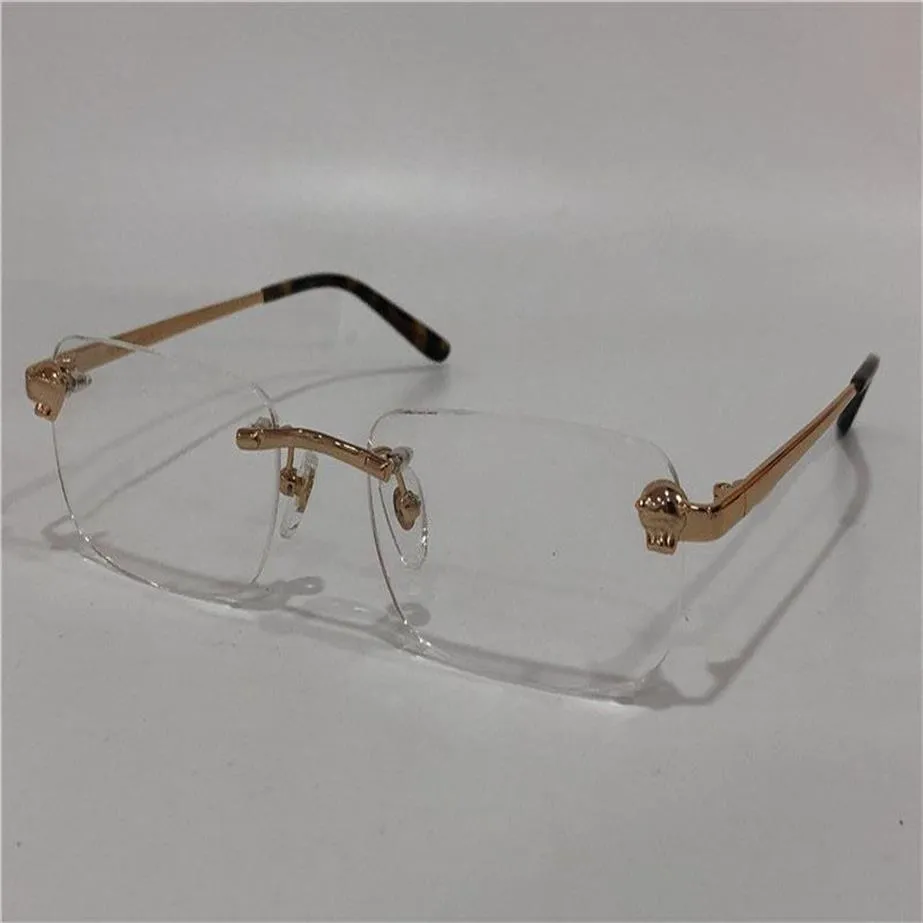 2018 nieuwe modeontwerper optische bril en zonnebril 01480 vierkant randloos frame transparante lens dierenpoten Vintage eenvoudig st2789