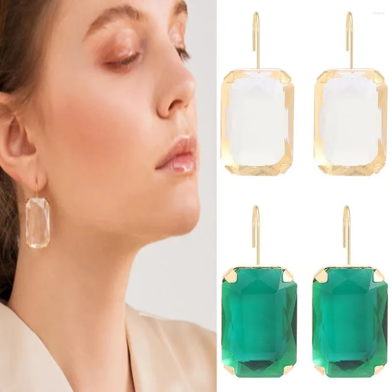 Grandes boucles d'oreilles géométriques en résine acrylique et cristal pour femmes, accessoires de mode coréenne, boucles d'oreilles de styliste