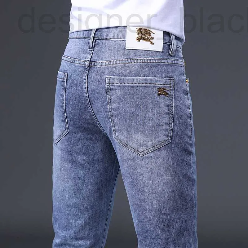 Jeans masculinos designer jeans azul para homens 2023 primavera / verão novas calças de luxo leve produtos europeus mostram alta aparência fina casual slim fit estilo 1DV2