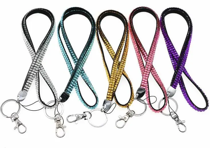 Candy Colors Rhinestone Neck Strap Crystal Lanyard With Metal Clip Multi Color Diamond Lanyard For Cell Phone ID Card