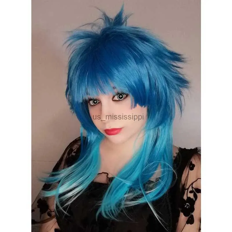 Synthetische Perücken HAIRJOY Dramatical Murder DMMD Seragaki Aoba Cosplay Kostüm Party Perücke Zwei Ton Blau Ombre Synthetische Haar Kostenloser Versand L240124