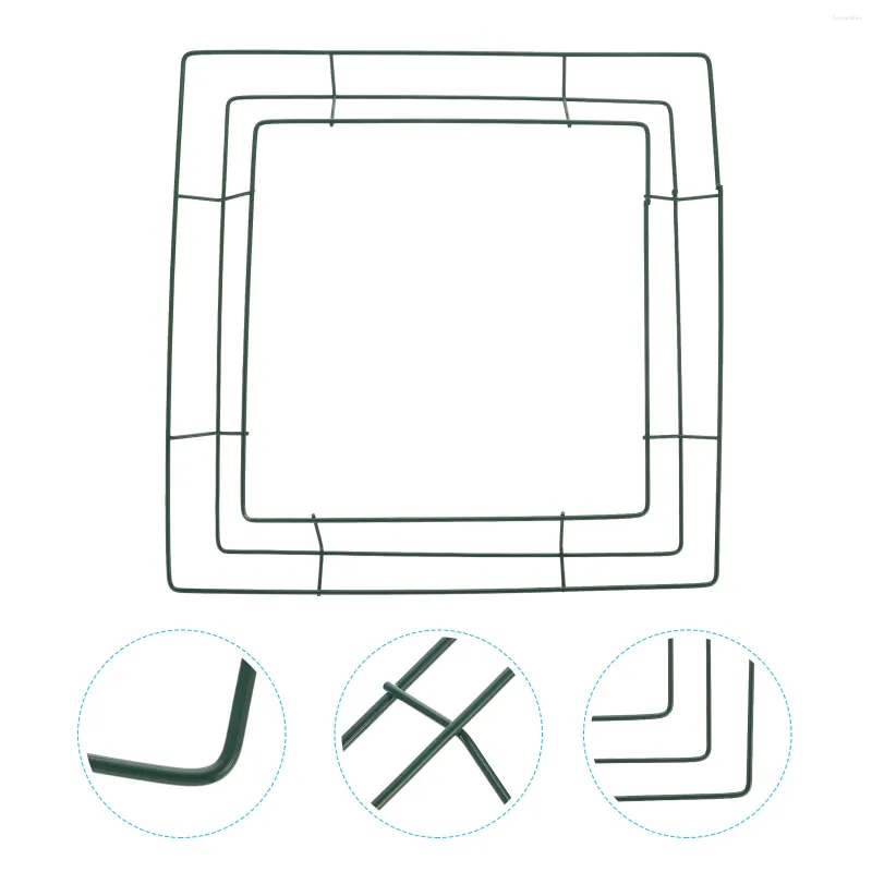 Декоративные цветы 2 шт. Квадратные гирлянда проволочные вешалки настенные венок кольцо венок Diy Железный фестиваль цветочный декор подвесной рамка