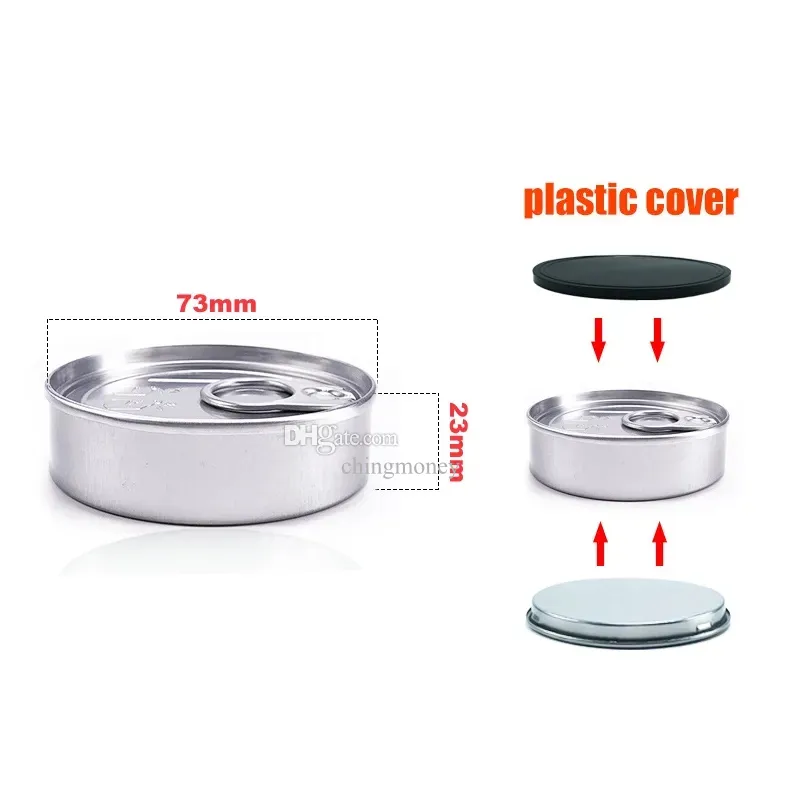 Wholesale 3.5g Empty Pressitin Metal Can Stock Pressitin Cans packaging jar Dry Herb Container Box Tin Cans 73*23mm With 25 Types Stickers