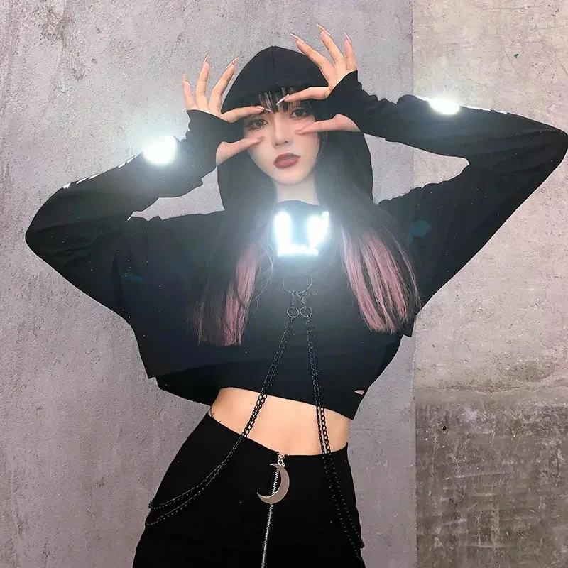 Gothic chains crop hoodie sale