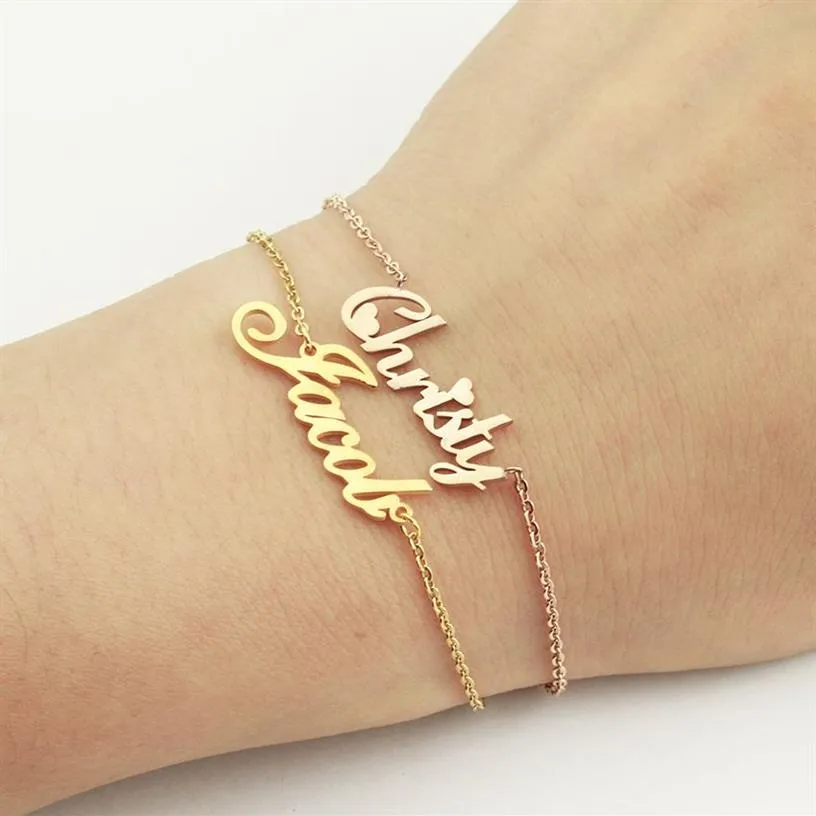 Bracelet personnalisé avec nom, breloques, fait à la main, bijoux pour femmes et enfants, écriture gravée, Signature, Message d'amour, cadeau personnalisé 3298