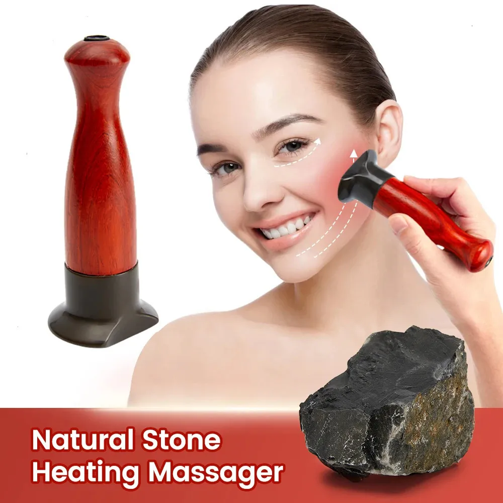 Massaggiatore per gli occhi Elettrico Bian Stone Riscaldamento Massaggio per il viso per il collo Stringere la pelle Lift Guasha Energy Needle Warm Gua Sha 231211