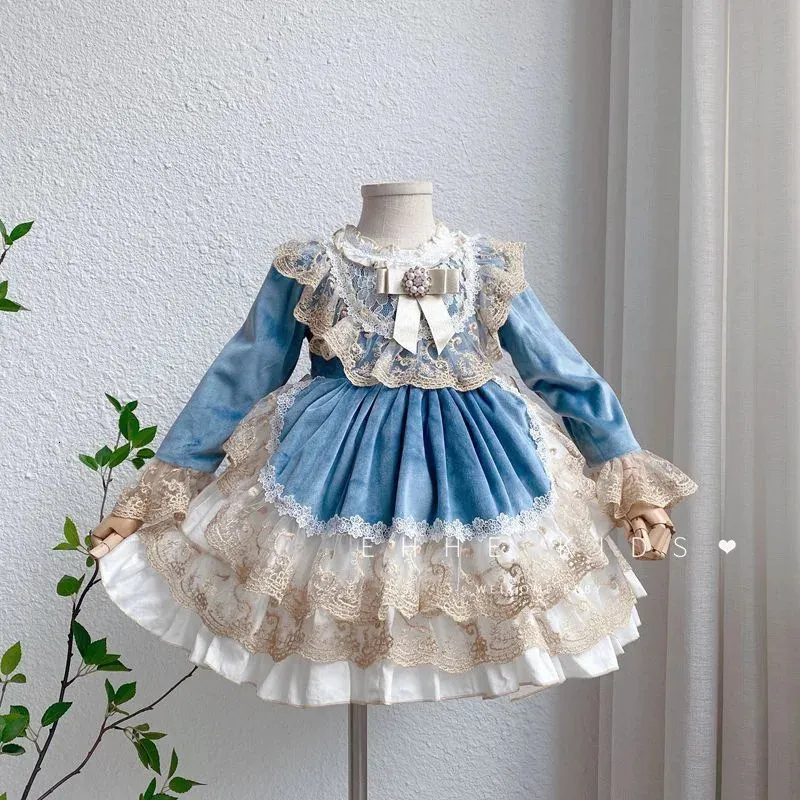 Mädchen Kleider Kinder Sweet Style Lolita Kleid Pochierte Babyspitze Geburtstagsfeier Weihnachten 231211