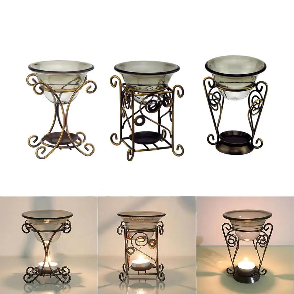 European Classical Style Incense Burner Retro Iron Frame Essential Oil Stove Candle Aroma Lamp for Meditation Room Home Decor