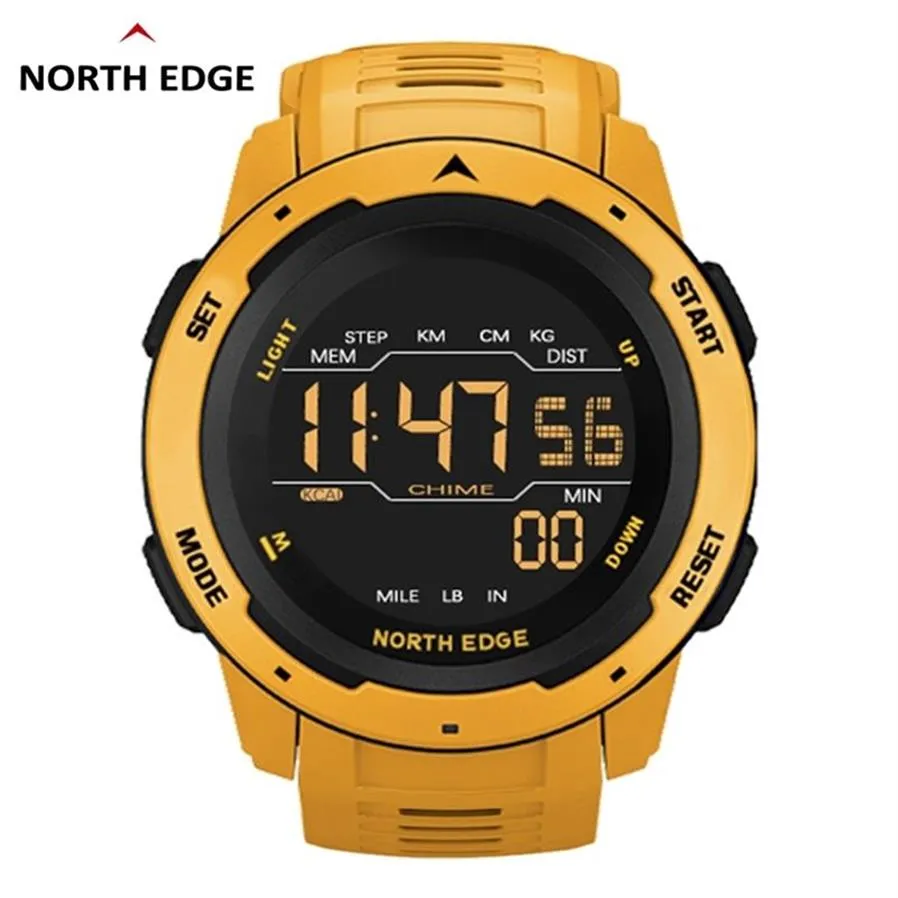 North Edge Men Digital Watch Watch zegarki sportowe Męskie Sporty Dual Time Cotomet Alarm Waterproof 50m Digital Watch Clock270d