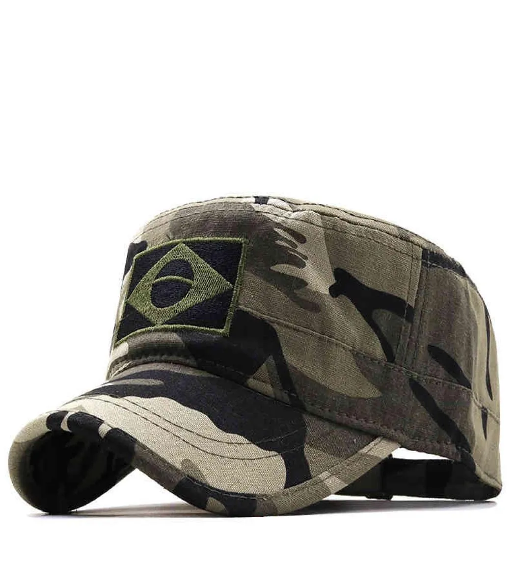 Marines Corps Cap Military Hats Camouflage Flat Top Hat Men Cotton Hhat Brazil Navy broderad Camo6897648