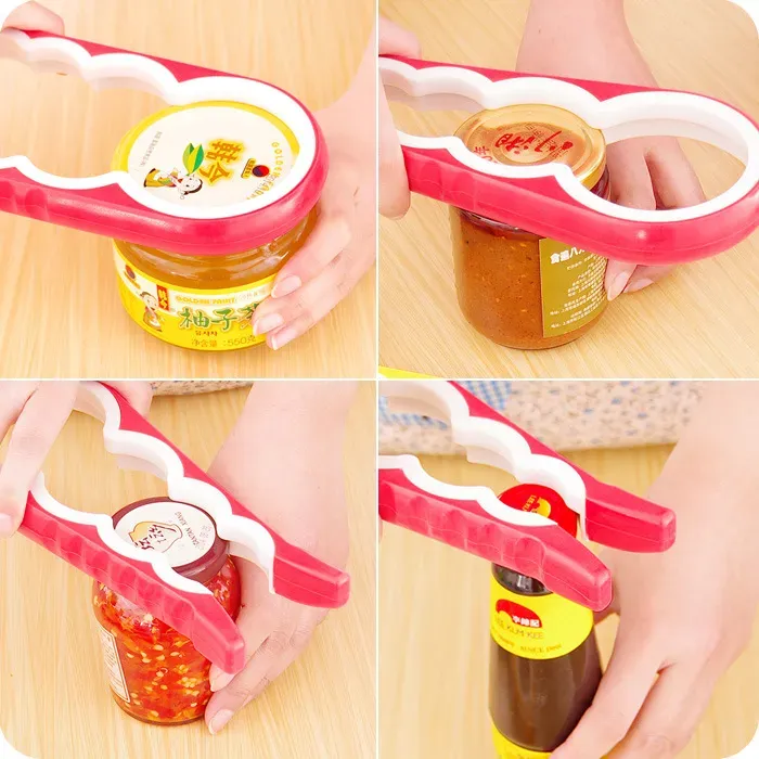 Jar And Bottle Opener Creative 4 In 1 Open Cover Device With Non Slip and Twist Cap Can Opener