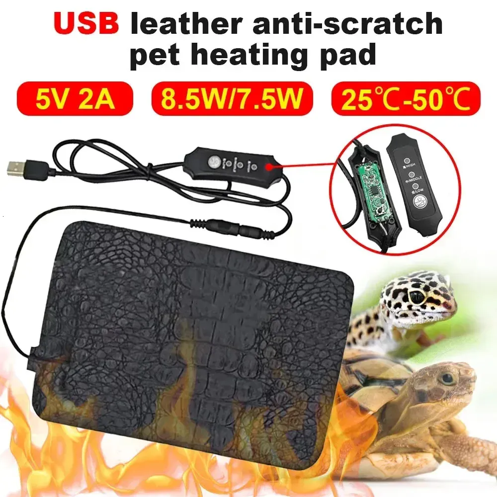 Gad dostarcza mat zębate terrarium USB Ogrzewanie ogrzewanie 3 Temperatura Paska Pet Inkubator Kontroler Grześć ogrzewanie regulowane elektryczne 231211