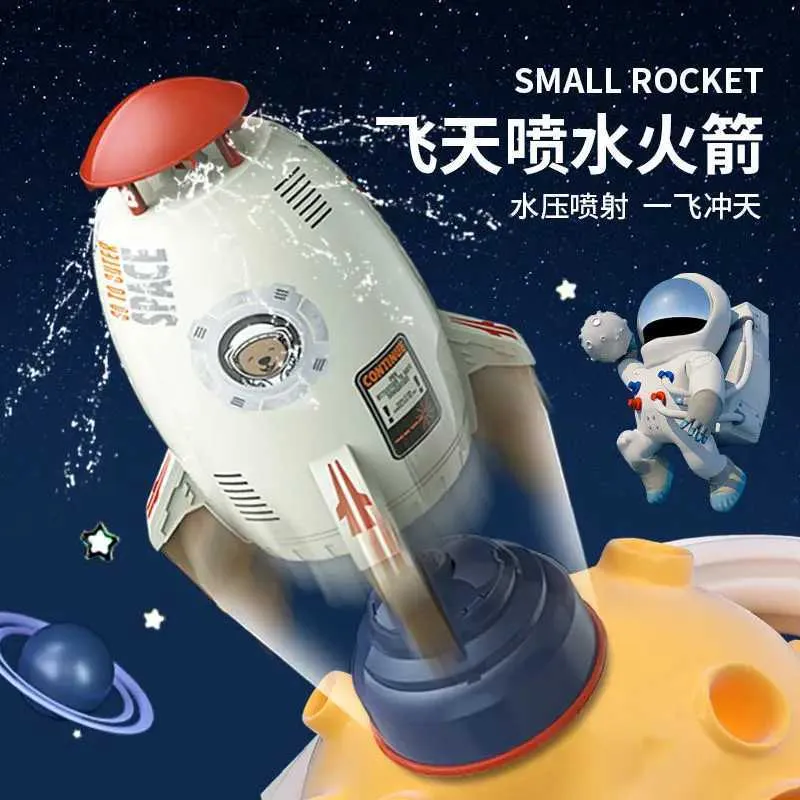 Banyo Toys Yaratıcı Su Jet Roket Powered Launcher Uzay Oyunları Açık Sprinkler Dönen Uçan Sıçrama Çocuk Montessori Oyuncak Q231212