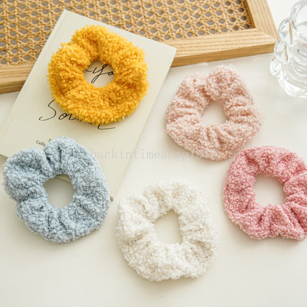 Korean Lamb Wool Scrunchies Plush Fluffy Hair Rope Ties Hair Accessories Warm Elastic Hair Band Ponytail Holder Hair Rubber Band