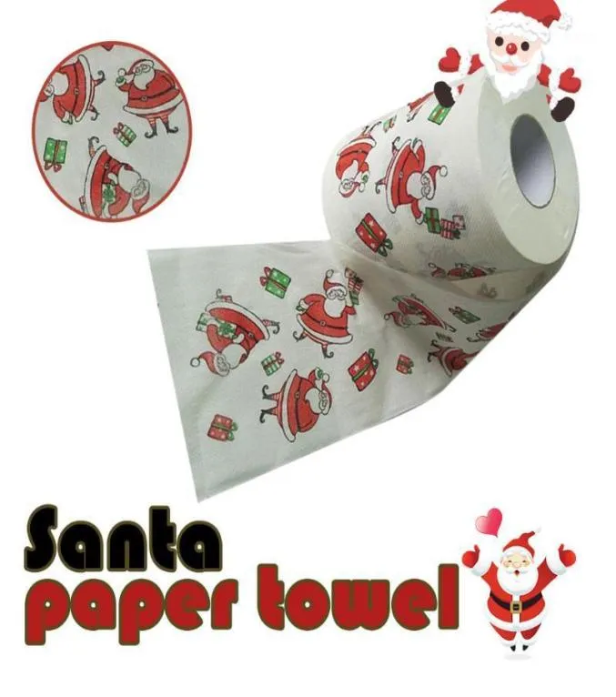 Jultoalettvävnad Hem Santa Claus Print Bath Toalett Roll Paper Christmas Supplies Xmas Decor Tissue Roll Navidad1121808