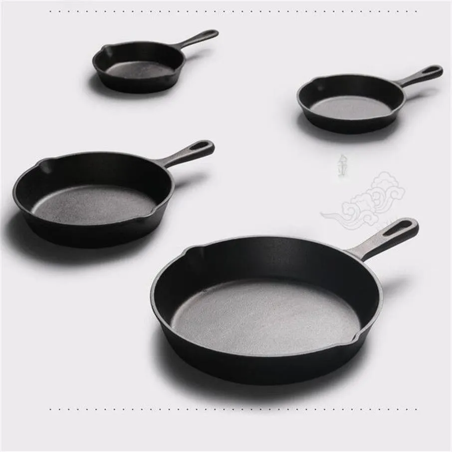 Sartén antiadherente de hierro fundido de 14-26 cm, sartén plana para freír, cocina de inducción de Gas, olla de hierro, olla para panqueques, utensilios de cocina para comedor, utensilios de cocina 256f