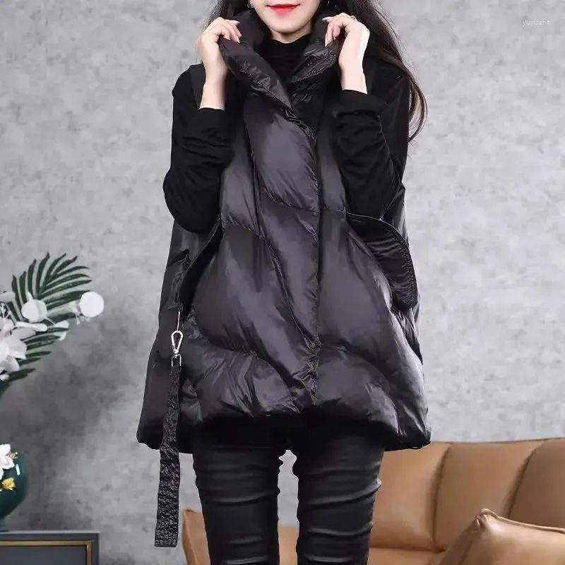 Women's Vests Plus Size Padded Vest Irregular Hem Puffer Coat Sleeveless Winter Fall Jacket Black Quilted Waistcoat Soft Comfy Gilet