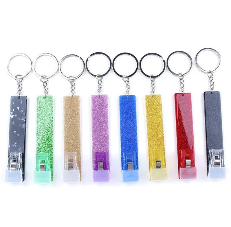 Acrylic Card Puller Keychain Pendant Portable Contactless Grabber Card Keychains Keyring LL