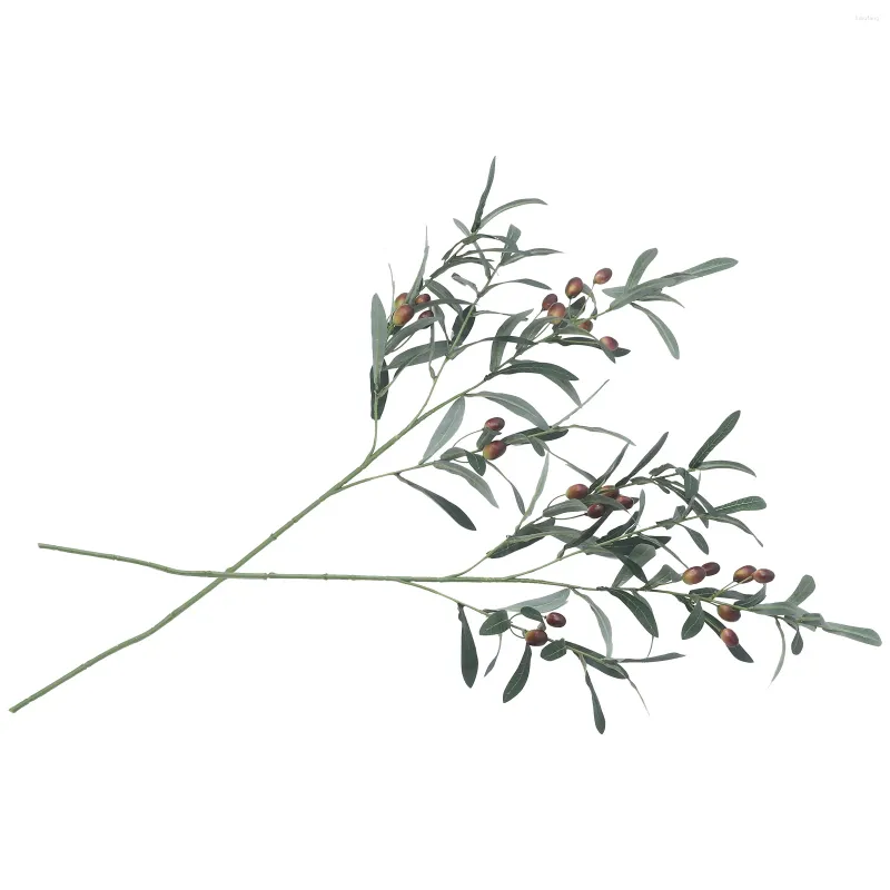 Flores decorativas falso oliva hastes ramos artificiais decorações de casamento mesas ramos