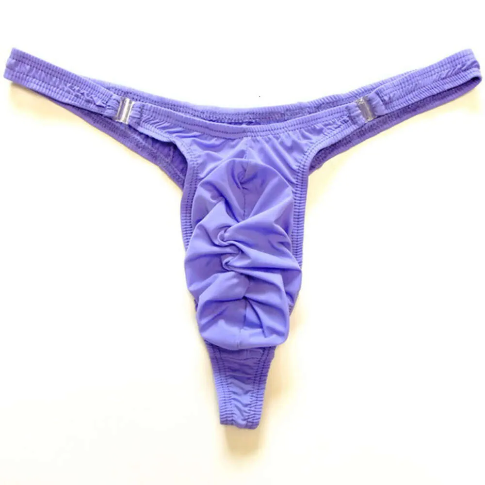 U Convex Sexy Ice Silk Pleated Bag Men S Thong Jockstrap Gay Underwear Hot Double Buckle Passion