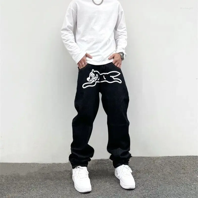 Damesjeans Amerikaanse high street hiphop bedrukte heren Y2K lange broek rechte buis losse wijde pijpen casual sport