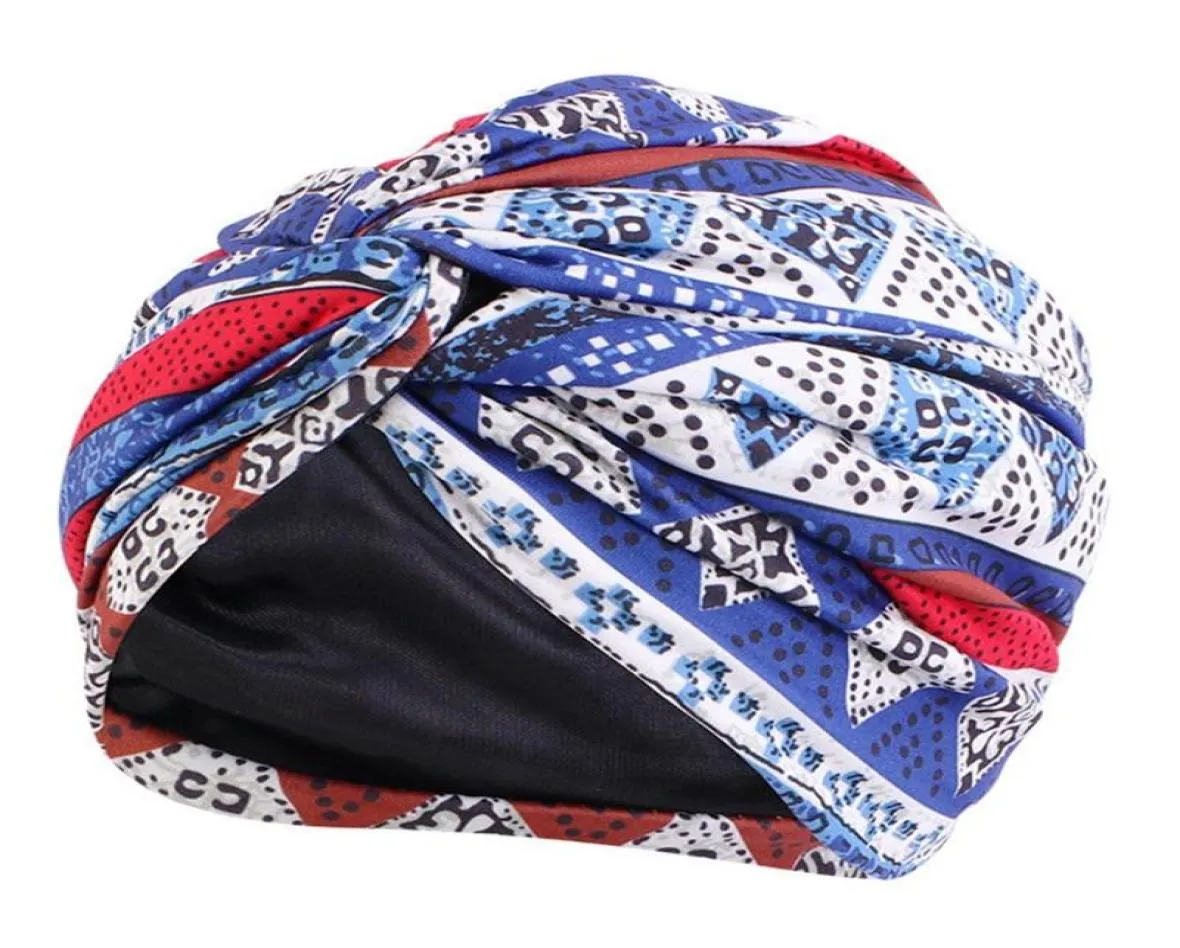 Czapki czapki z czapką modne druk nocna pielęgnacja fryzury Faux Silk podszewka Sleep Bonnet Hat Chemioterapia Turban5576157