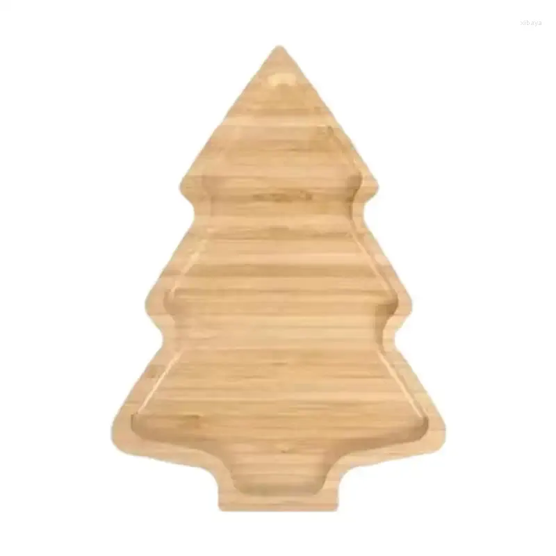 Figurines décoratives Plateau de service de Noël Plateau d'apéritif en bois Lisse Facile à nettoyer Planche d'arbre en bois naturel robuste multifonctionnelle