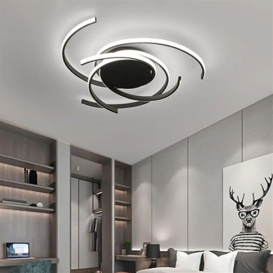 Kreatywne nowoczesne lampy sufitowe LED Badanie sypialni Balkon Balkon Lighting Black White aluminium Lampa sufitowa