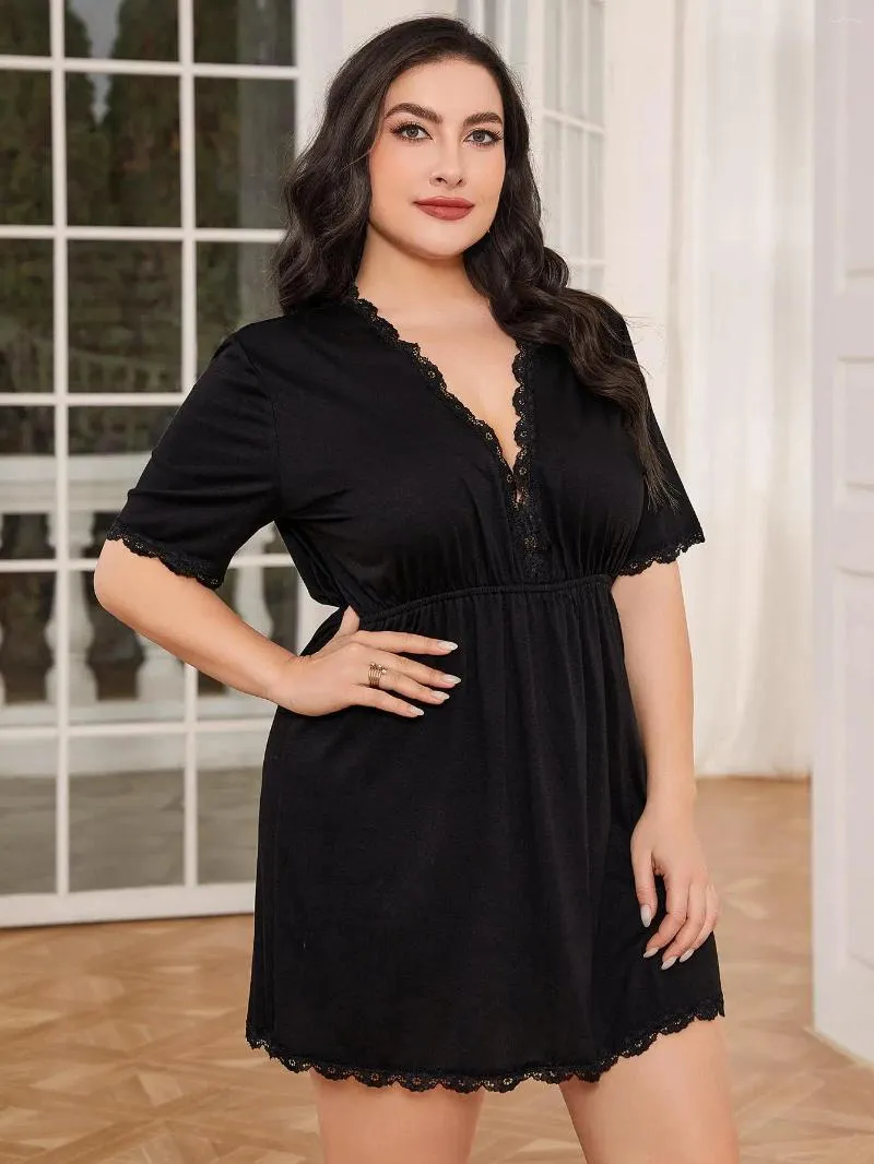 Abbigliamento da donna plus size donne camine da notte profonde a v maniche corte sexy orlo hoswear elastico in vita notturno abito da notte da notte notturno