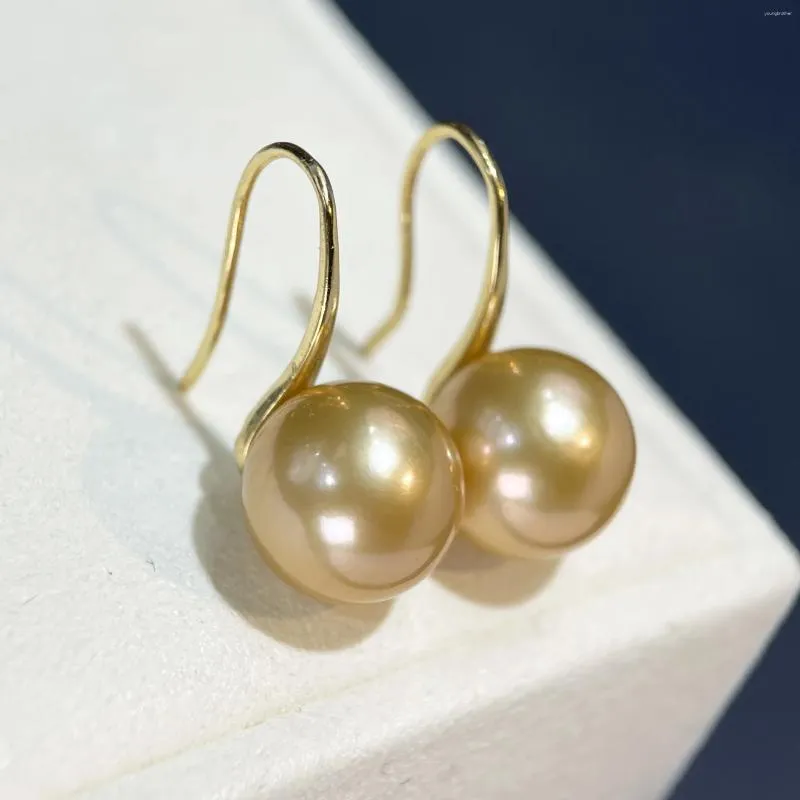 Stud Earrings Amazing 9-10mm 10-11mm 11-12mm Nature South Sea Round Golden Real Pearl Silver 925s