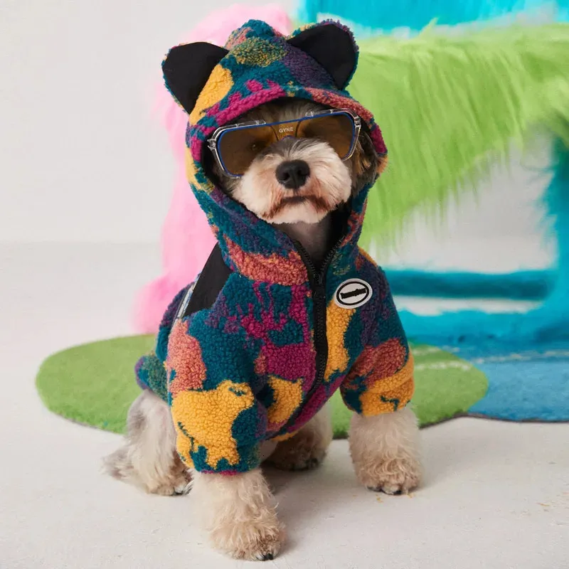 Dog Apparel Clothes Autumn and Winter Pet Schnauzer Teddy Bears Medium Small Thickened Camo Coat Trend 231211