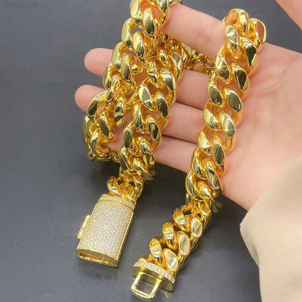 Real Gold Plating Trendy 925 Silver Necklace Moissanite Cuban Link Chain Hip Hop Jewelry Iced Out Cuban Chain