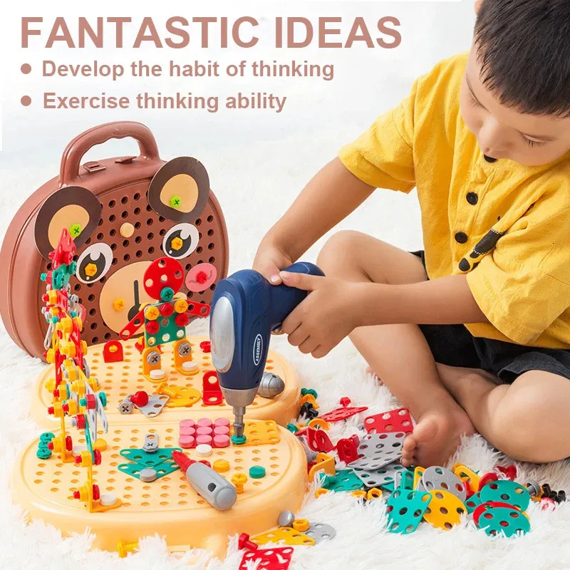 Tools Workshop Montessori Children Pretend Play Toys for Boys 3 Years Old Child Driller Games Tool Box Toy Educational Garden Kids Gift 231211
