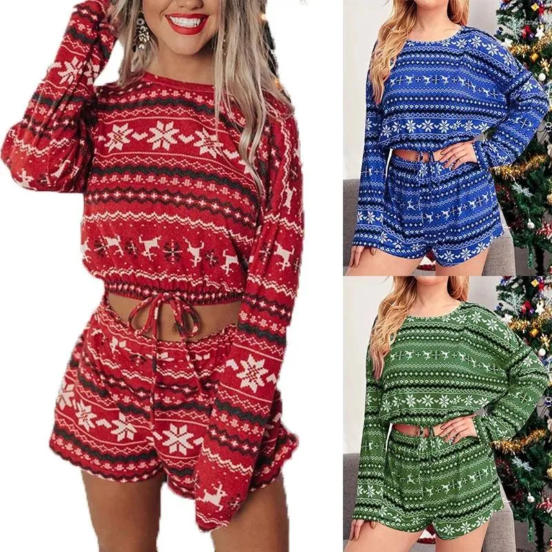 Survêtements pour femmes Noël deux pièces ensemble costume décontracté argent velours imprimé manches longues à capuche shorts costumes automne femmes 2 pièces