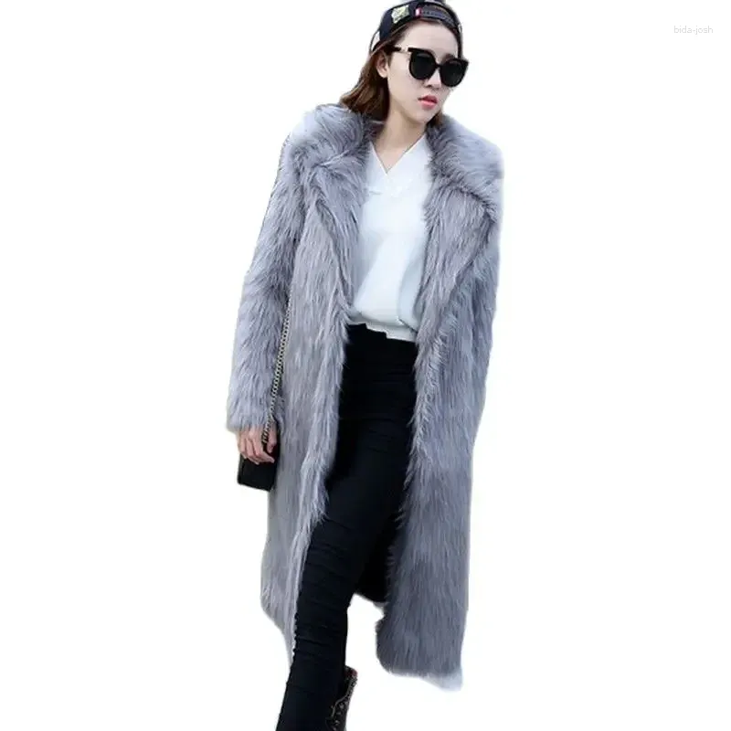 Kadın Kürk S-6XL Moda Çevre Koruma Yapay Uzun Ceket Kalın Hendek Kadınlar Sahte Kış Giysileri