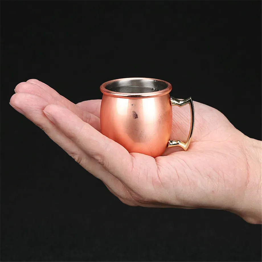 60ml 2oz Mini Moscow Mule Mug Hammered Shot Wine Tumbler Copper Plated Cocktail Cup Whisky Glass Coffee Bar Drinkware 18/8 Stainless Steel