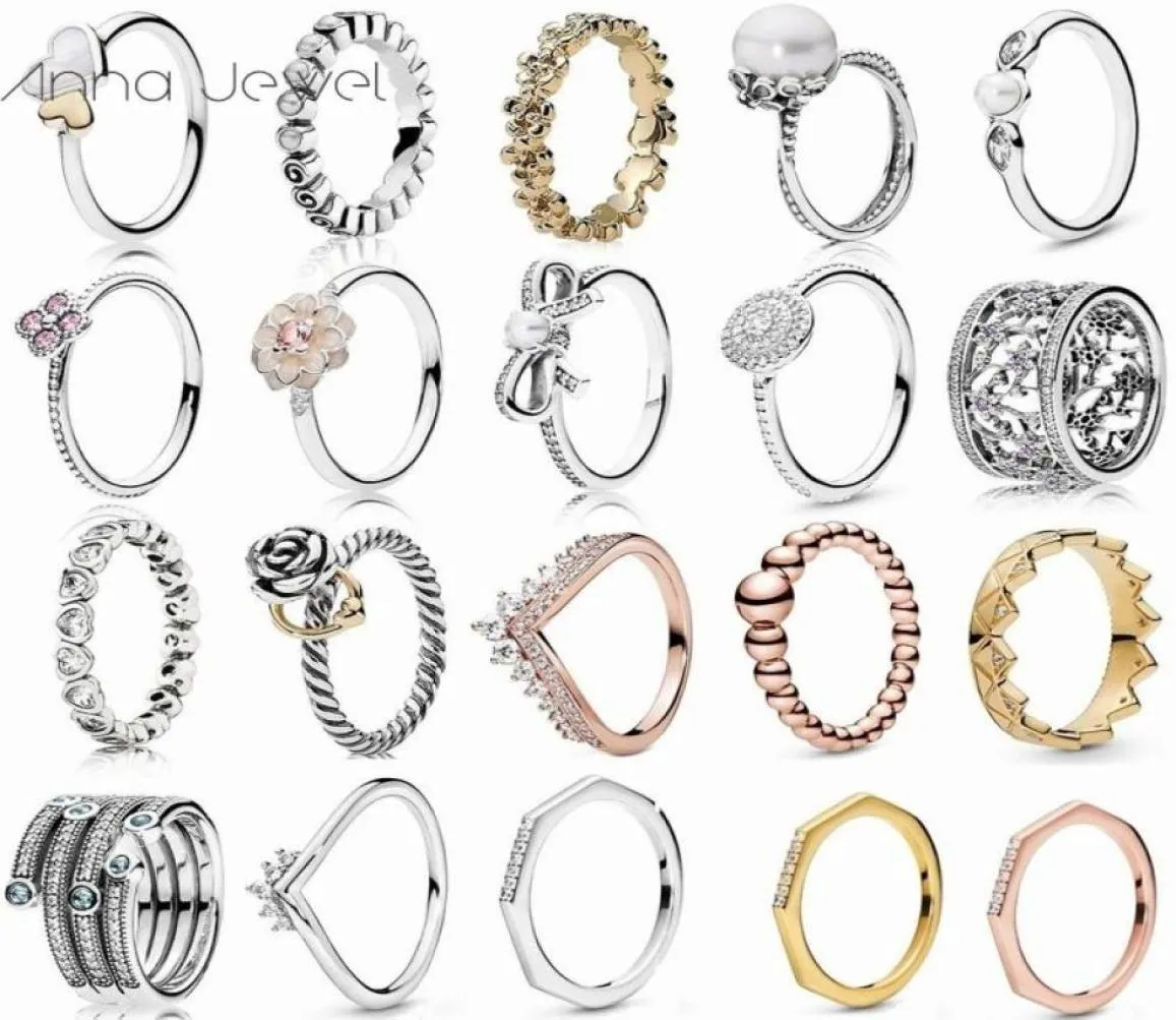 Nowy 2019 100% 925 Srebrny Rose Gold Princess Wishbone Forge Me Not Ring for Europe Women Oryginalny prezent biżuterii modowej 5051841