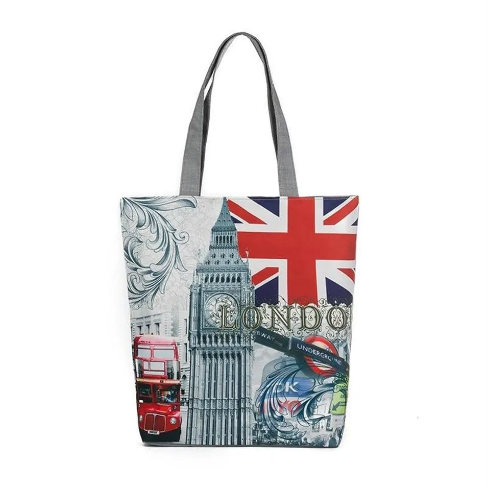 Sacs de soirée London British Flag Women's Large Cotton Canvas Tote Sac à main sacs à main haut de gamme Shopping278n