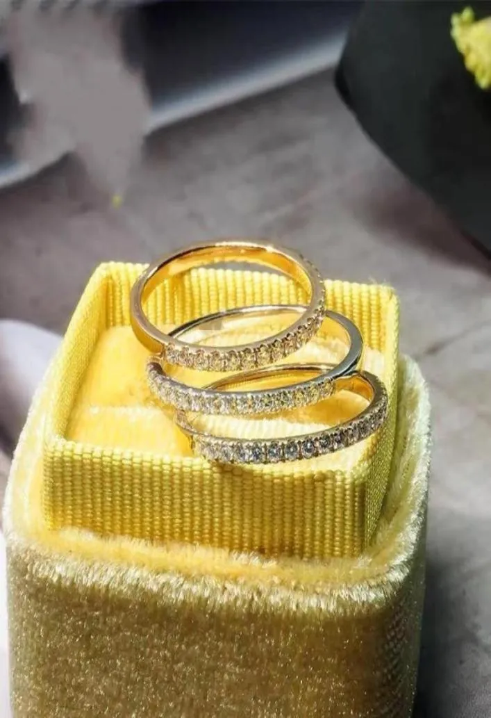 Klusterringar äkta 18k vitguldpott simulerad diamantring fin smycken enkel rund tunt för kvinnor gåva24425457091130