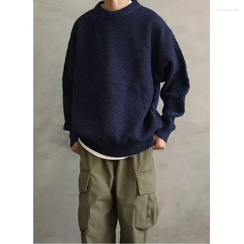 Herrtröjor 2023 Casual Simple Crewneck tröja Autumn / Winter Fashion Märke Lazy Wind Boys Loose Men Clothing