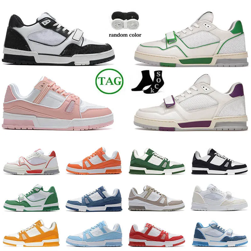 Zapatos de diseñador auténticos Logotipo en relieve Zapatilla de deporte blanco negro cielo azul verde mezclilla rosa rojo lujo para hombre zapatillas de deporte casuales plataforma baja para mujer Virgil Trainer