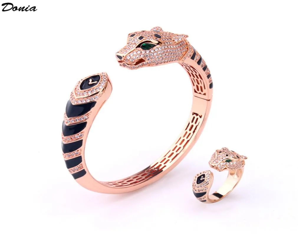 Donia bijoux bracelet de luxe mode européenne et américaine exagérée classique rayé léopard cuivre incrusté zircon ensemble designer gi9400070