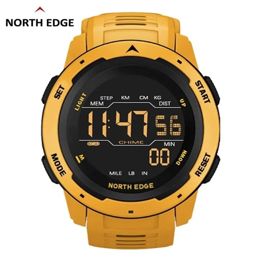 North Edge Men Digital Watch Sporty męskie ES Dual Time Cotomet Alarm Waterproof 50m Wojskowy 220212343t
